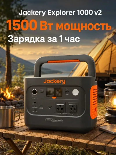 Портативная электростанция Jackery Explorer 1000 v2 — 1500W / 1070Wh