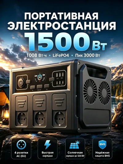 Внешний аккумулятор, 315000 мАч, 1500 Вт, черный, модель k615